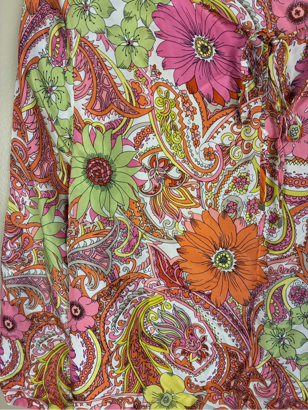 Talbots 100% Silk Paisley Floral Tunic Blouse - Picture 3 of 12